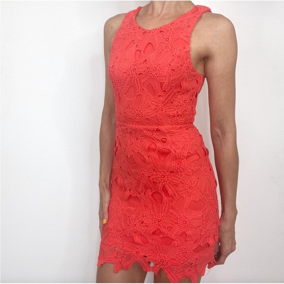 ASTR The Label Lace Coral Sleeveless Dress - Picture 14 of 15